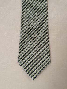 Men's Tie Alexander Julian Green And White 3 1/2 Inches Wide 47 Inches Long